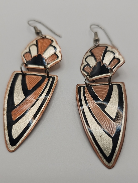 Jewelry - Art Deco Solid Copper. Turkish Dangle Earings